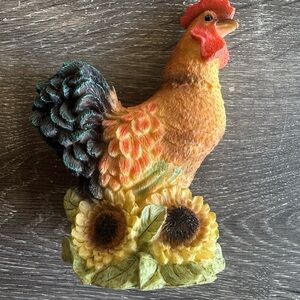 Rooster with Sunflower Stone Critters Figurine Figural Resin 4.5" Tall